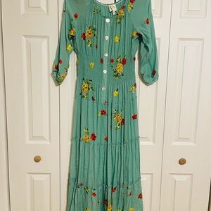 Floral Green Maxi Dress